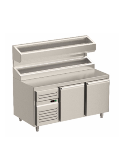 Pizzabänk 2 dörrar, dubbel kylränna, dubbla reglage