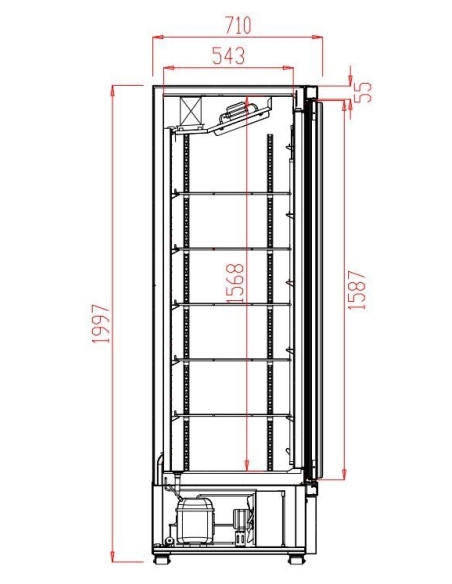 Displayfrys JDE-600F BL- 1 glasdörr