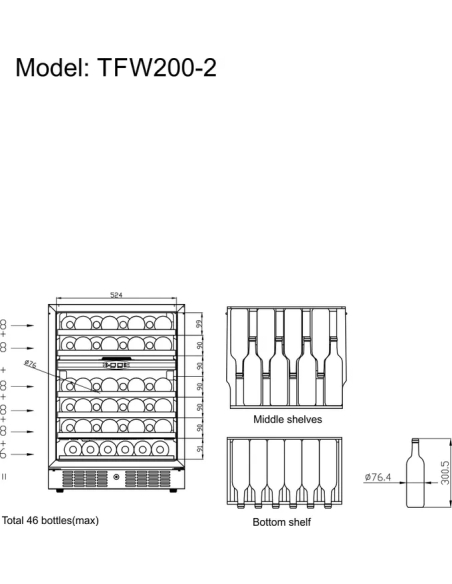 Vinkyl- TFW200-2S - 46st Vinflaskor 750 ml