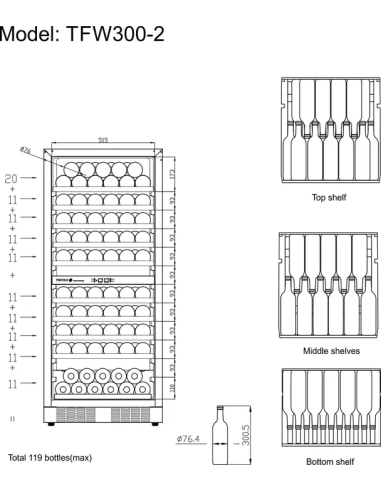Vinkyl - TFW300-2F - 119st Vinflaskor 750 ml