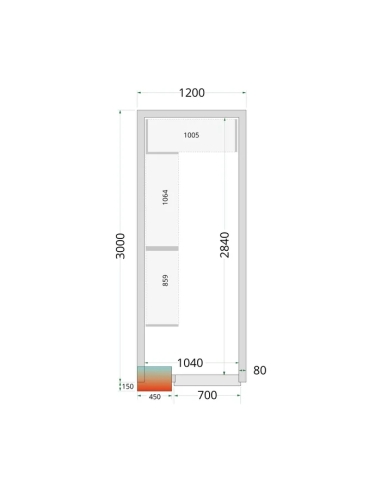 Komplett Kylrum 6.03m³- 1200x3000x2200 mm