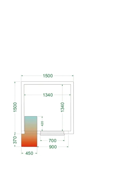 Komplett Kylrum 3.66m³- 1500x1500x2200 mm