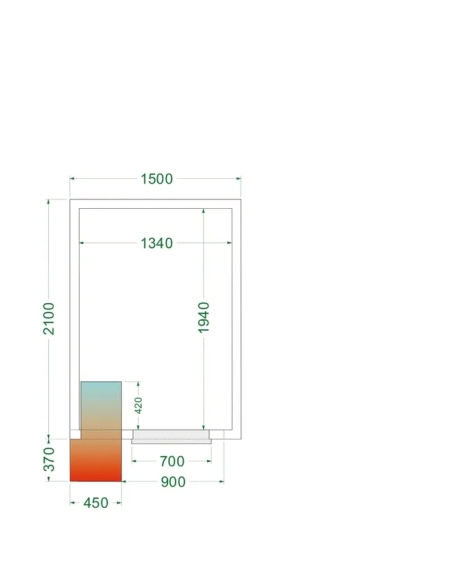 Komplett Kylrum 5.3m³- 1500x2100x2200 mm