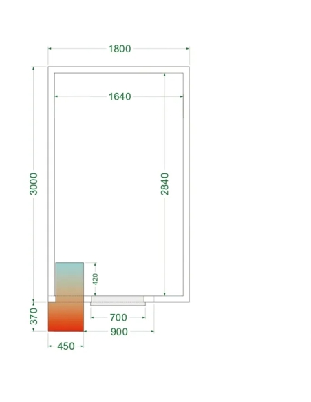 Komplett Kylrum 12.34 m³- 1800x2700x2200mm