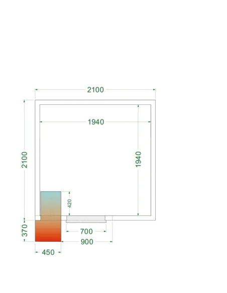 Komplett Kylrum 7.68 m³- 2100x2100x2200 mm