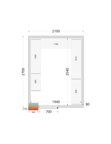 Komplett Kylrum 10.05m³- 2100x2700x2200 mm