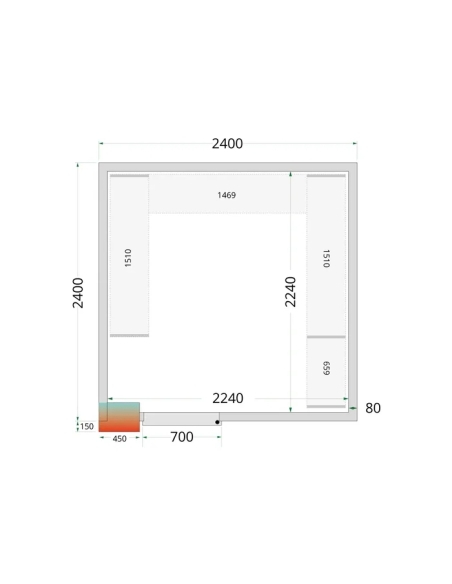 Komplett Kylrum 10.24m³- 2400x2400x2200 mm