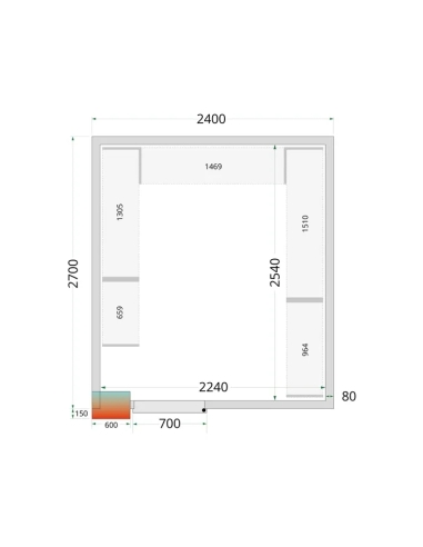 Komplett Kylrum 11.6m³- 2400x2700x2200 mm