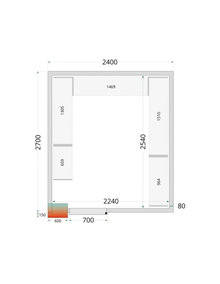 Komplett Kylrum 11.6m³- 2400x2700x2200 mm