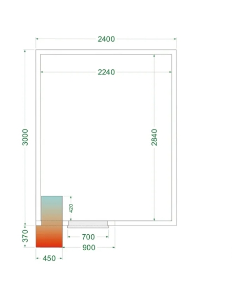 Komplett Kylrum 12.98m³- 2400x3000x2200 mm