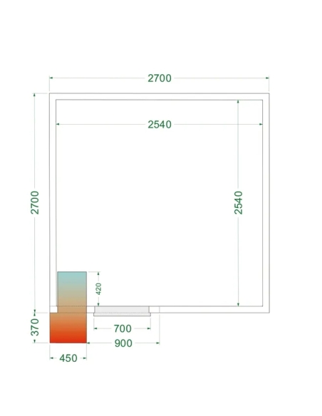 Komplett Kylrum 13.16m³- 2700x2700x2200 mm
