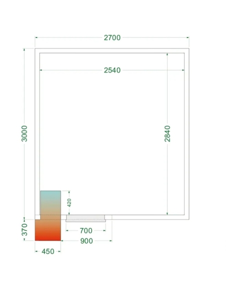 Komplett Kylrum 14.72m³- 2700x3000x2200 mm