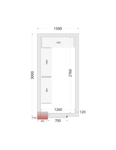 Komplett frysrum 6.82m³- 1500x3000x2200 mm