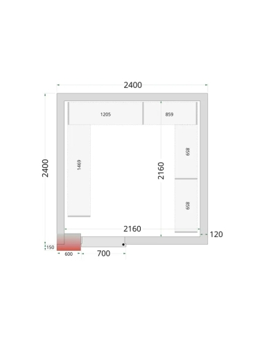 Komplett frysrum 9.14m³- 2400x2400x2200 mm