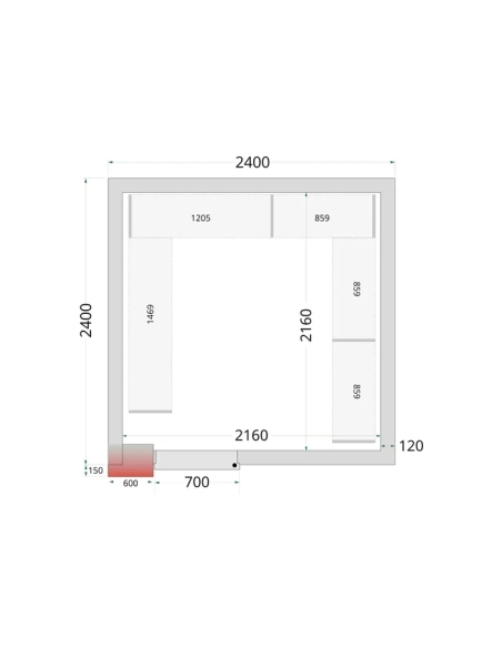 Komplett frysrum 9.14m³- 2400x2400x2200 mm