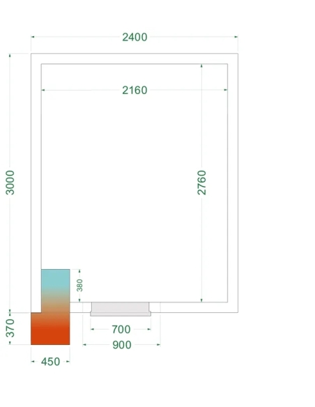 Komplett frysrum 11.68m³- 2400x3000x2200 mm