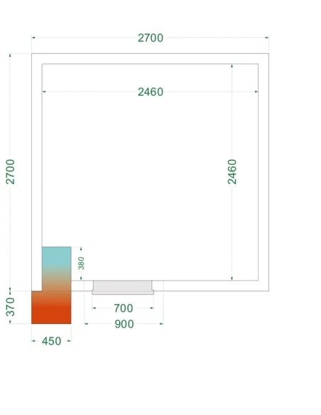 Komplett frysrum 11.86m³- 2700x2700x2200 mm