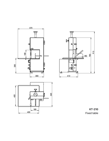 KT-210 - Fast bord - Såghöjd 180 mm - 1.5 hp - 400V
