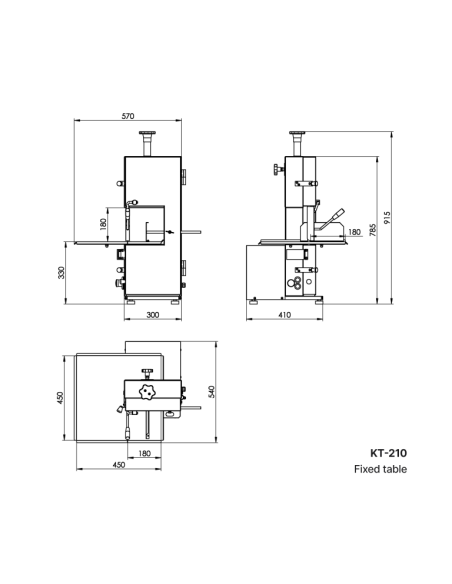 KT-210 - Fast bord - Såghöjd 180 mm - 1.5 hp - 400V