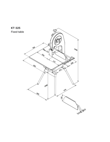 KT-325 skjutbart bord - Såghöjd 215 mm - 2.4 hp - 400V