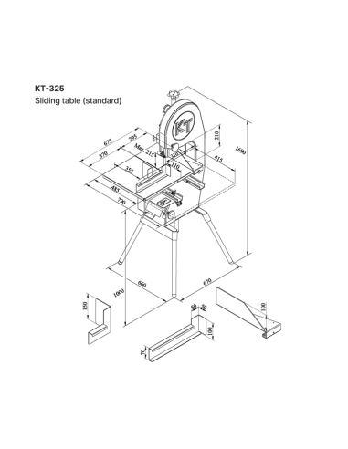 KT-325 skjutbart bord - Såghöjd 215 mm - 2.4 hp - 400V