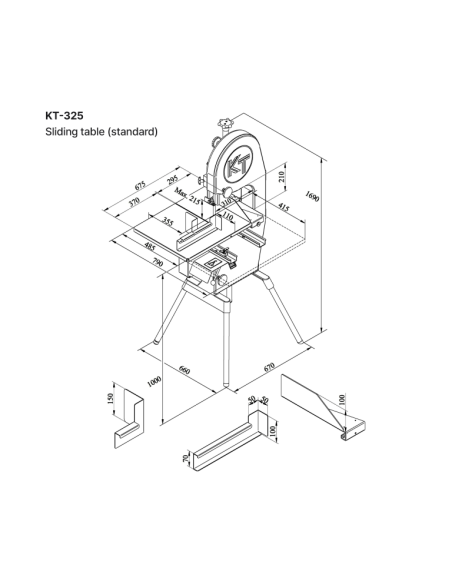 KT-325 skjutbart bord - Såghöjd 215 mm - 2.4 hp - 400V