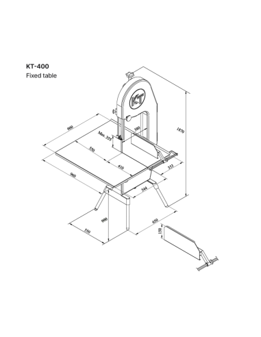 KT-400 skjutbart bord - Såghöjd 355 mm - 2.4 hp - 400V