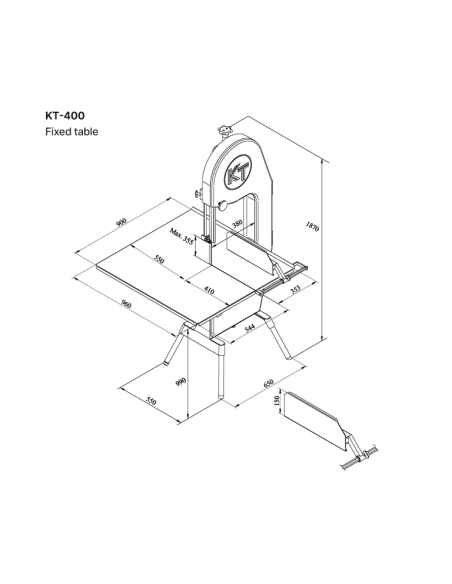 KT-400 skjutbart bord - Såghöjd 355 mm - 2.4 hp - 400V