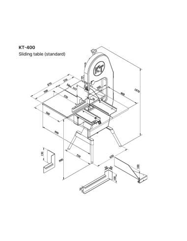 KT-400 skjutbart bord - Såghöjd 355 mm - 2.4 hp - 400V