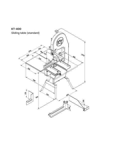 KT-400 skjutbart bord - Såghöjd 355 mm - 2.4 hp - 400V