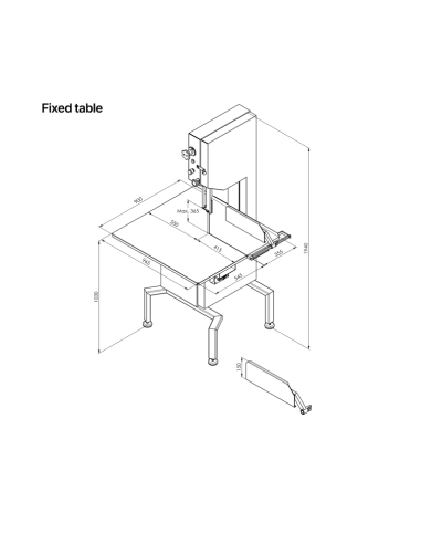 KT-460 Tvåhastighetssåg - skjutbart bord - Såghöjd 365 mm - 2.4 hp - 400V