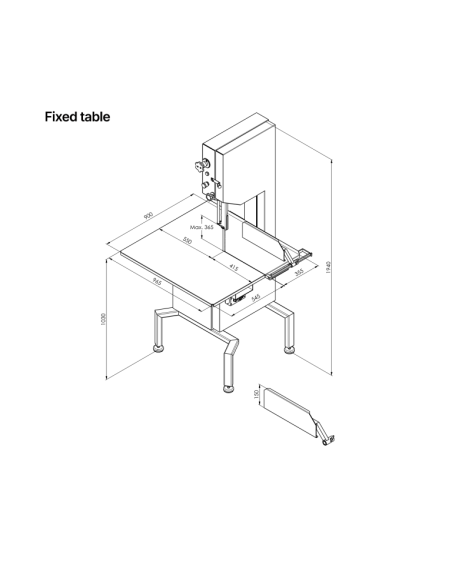 KT-460 Tvåhastighetssåg - skjutbart bord - Såghöjd 365 mm - 2.4 hp - 400V