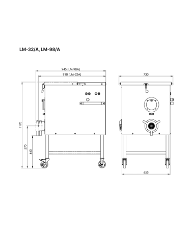 LM-98A Unger Triple cut - 1150 Kg - 4.0 hp+ 1.5 hp (Två motorer) - Trattvolym 80 liter - 400V