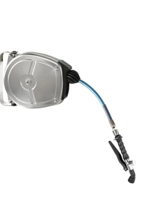 Väggmonterad slangvinda i rostfritt stål med Rapid duschmunstycke- 5 m