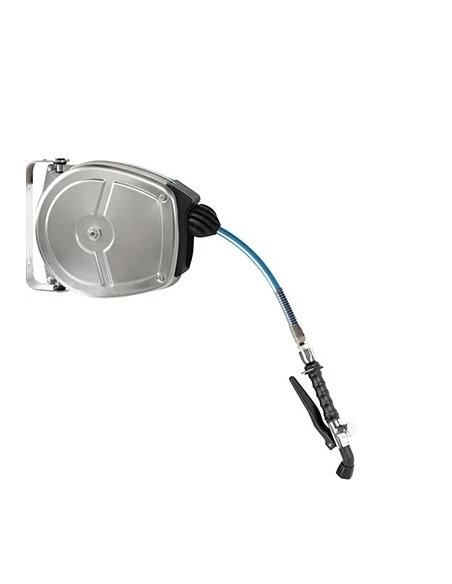 Väggmonterad slangvinda i rostfritt stål med Rapid duschmunstycke- 5 m