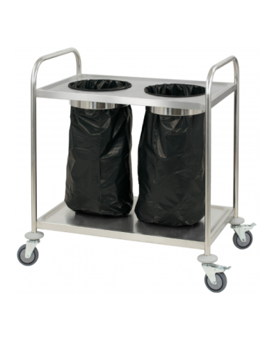 Sopsäckshållare på vagn i rostfritt stål