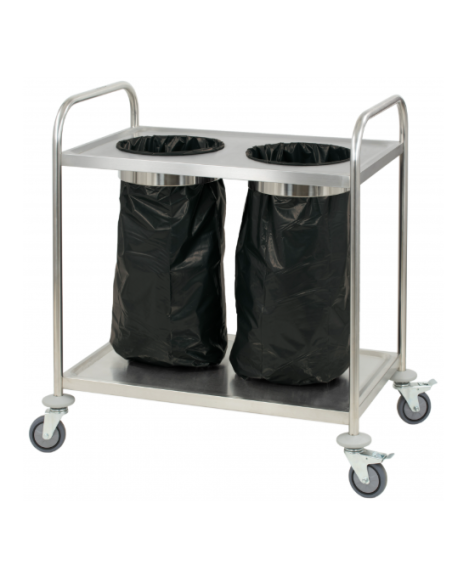 Sopsäckshållare på vagn i rostfritt stål