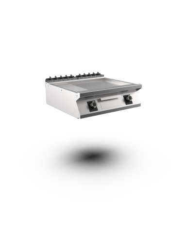 Mareno - Satin-kromstekhäll räfflad, 2 zoner, 1/3 räfflad stekyta - 800 × 750 × 250 mm