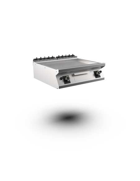 Satin-kromstekhäll gas Mareno, 2 zoner, slät stekyta - 800 × 750 × 250 mm
