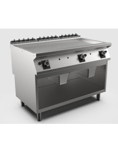 Satin-kromstekhäll gas HS Mareno, 3 zon, slät stekyta - 1200 × 750 × 900 mm