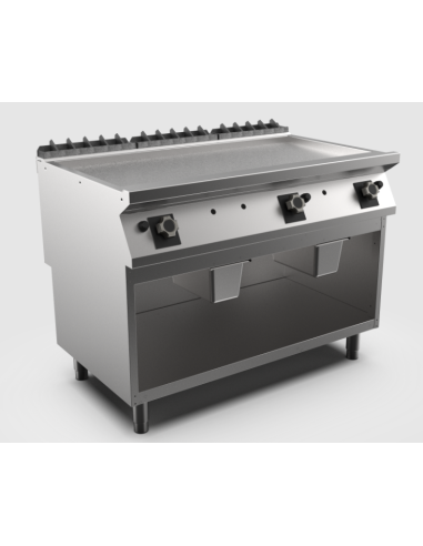 Satin-kromstekhäll gas HS Mareno, 3 zon, slät stekyta - 1200 × 750 × 900 mm