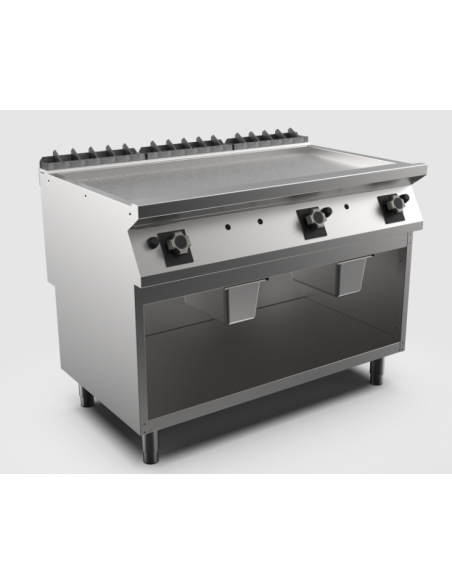 Satin-kromstekhäll gas HS Mareno, 3 zon, slät stekyta - 1200 × 750 × 900 mm