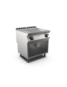 Satin-kromstekhäll räfflad gas HS, 2 zoner, 1/3 räfflad stekyta - 800 × 750 × 900 mm