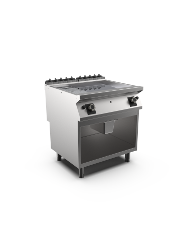 Kromstekhäll räfflad gas HS, 2 zoner, 1/3 räfflad stekyta - 800 × 750 × 900 mm