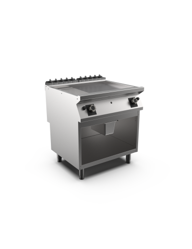 Stekhäll räfflad gas HS Mareno,  2 zoner, 1/3 räfflad stekyta, mild steel - 800 × 750 × 900 mm