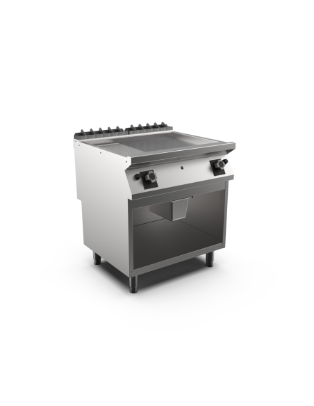 Stekhäll räfflad gas HS Mareno,  2 zoner, 1/3 räfflad stekyta, mild steel - 800 × 750 × 900 mm