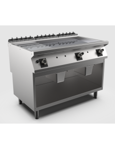 Kromstekhäll räfflad gas HS, 3 zoner, 1/3 räfflad stekyta - 1200 × 750 × 900 mm